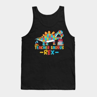 Teacher Saurus Rex, autism awareness Tank Top